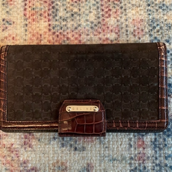 LOW START AUTHENTIC Celine 4 piece Bundle Macadam Suede long wallet Vintage - Picture 3 of 17